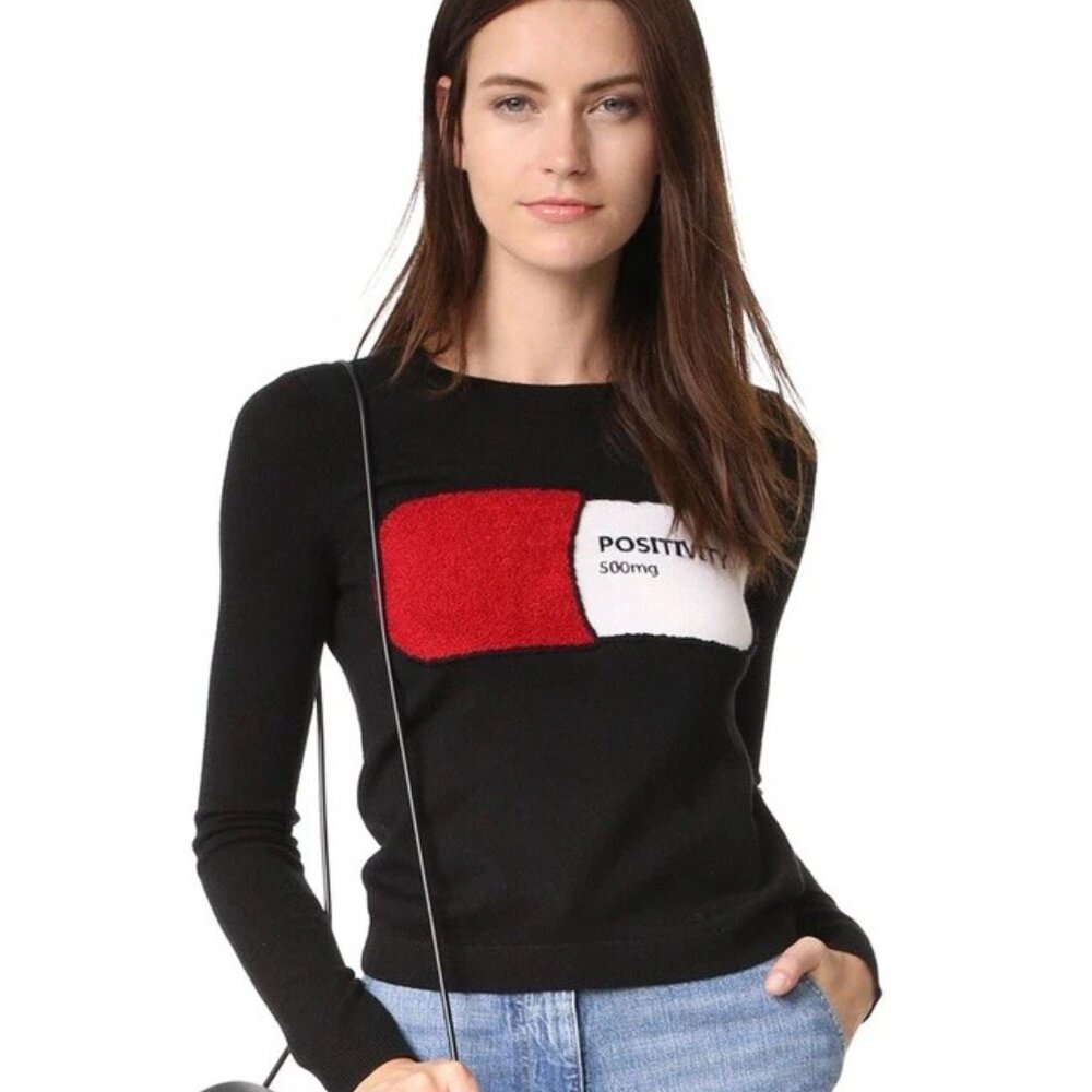 ✨ Alice + Olivia Positivity Prescription Pill Sweater XS NWT Dopamine Dressing - Picture 3 of 14